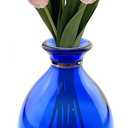 Glass Vase for Flowers, Rounded Small Blue Glass Vase for Home Decor Gift Centerpieces Events (Dark Blue & Gold)