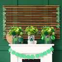 Remerry 6 Pcs St. Patrick's Day Vase Centerpiece, 3.1x4.3 Inches St. Patrick's Day Vase Bow Flower Bucket Shamrock Floral Picks Green Metal Bucket Decor for Table, Galvanized Buckets