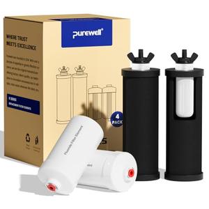 Purewell 8-Stage PF-3&FL-2 Purification Elements Set, Replacement Filters for ProOne® and Berlkey® Filters, ProOne® Big+ or Berlkey® Big+ Water Filter System and Purewell System (4 Pack, K Series)