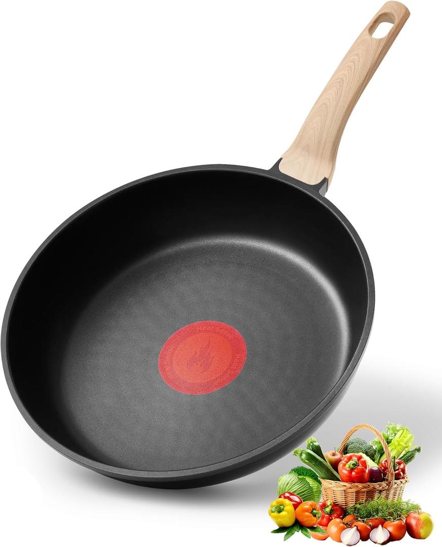 Non Stick Frying Pan, 8-inch Omelette Pan with Heat Dot Temperature Indicator, Healthy Non Toxic Egg Skillet with Heat-Resistant Handle, PFOA-Free, Dishwasher Safe, Compatible with All Cooktops