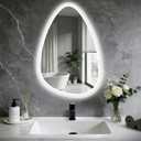 20x28 LED Bathroom Mirror with Lights Irregular, Lighted Bathroom Vanity Mirror for Wall, Front Lit and Backlight, Anti-Fog, 3 Color Dimmable, Vertically Only