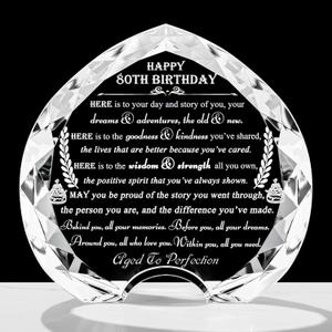 80th Birthday gifts for Women Men - Crystal Heart Gifts Personalized 1966 80 Year Old Present For Her Him - Happy 80th Birthday Ideas For Mom Dad Unique