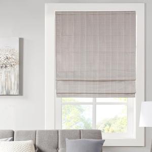 Madison Park Galen Cordless Fabric Privacy Single Panel Darkening, Energy Efficient Roman Shade, Window Curtain, 29"W x 64"H, Basketweave Taupe