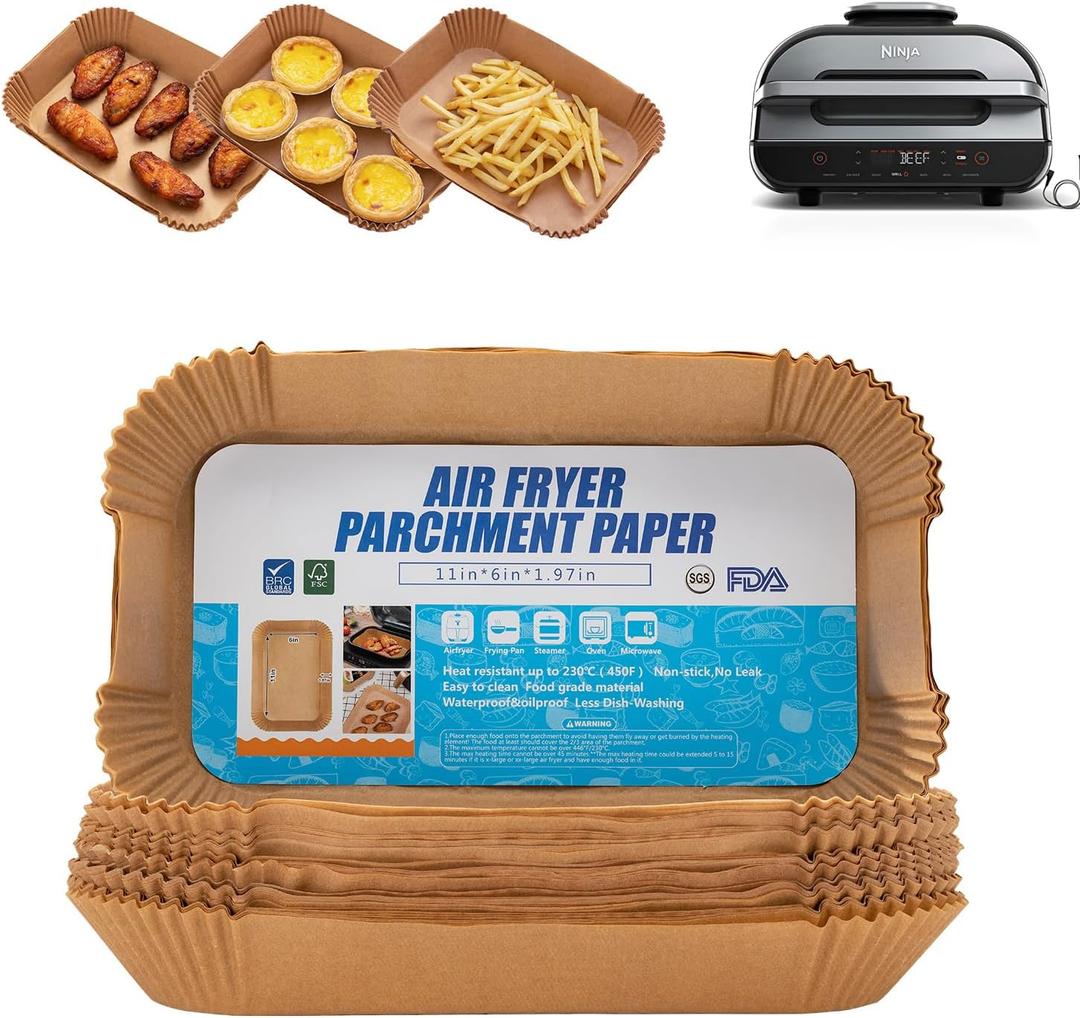 Air Fryer Liners For Ninja Foodi XL Smart FG551 6-in-1 Indoor Grill,100PCS Rectangular Air Fryer Disposable Paper Liner, Suitable for Ninja Foodi XL Smart