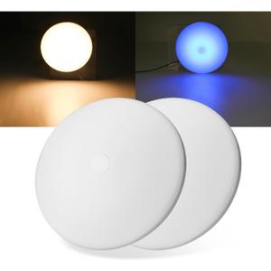 RV Ceiling Light 12V, 4.5Inch RV Light Interior, Dimmable Camper Light for Inside, 450LM LED RV Puck Dome Lights for Motorhome Boat Trailer (Dimmable 3200K Warm White& Blue Nightlight, 2PCS) (Warm White 2Pack)