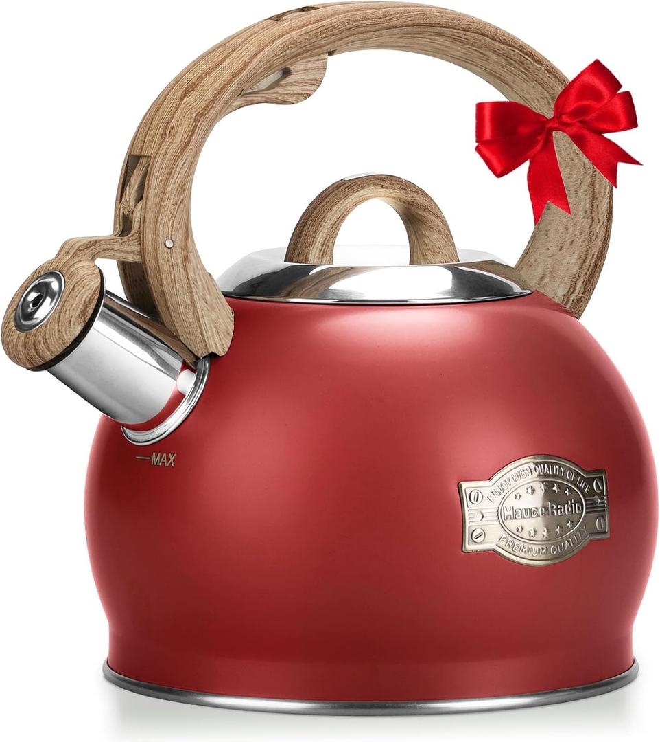 Hauce Radio Tea Kettle for Stovetop, 2.1 Quart Loud Whistle Stovetop Teapots,Food Grade Stainless Steel Tea kettles for Stove Top with Anti-hot Ergonomic Handle,Suitable for All Heat Sources