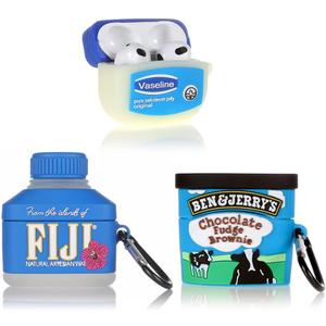 (3Pack) Case for Airpods 3rd Generation, BGAANM Silicone Airpods 3 Case Protective Cover with Cute Funny Skin Design, with Keychain (Juice+Fiji+Benjer)
