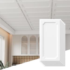 24 PCS 2ft x 4ft Drop Ceiling Tiles, PVC White Ceiling Panels Waterproof Washable Fire-Rated Reusable Prevent Breakage Ideal for Living Room Bedroom Office Commercial Spaces Cover 192 Sq. Ft