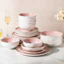 GBHOME Stoneware Dinnerware Sets for 8,24 Piece Rustic Plates and Bowls Set