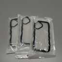 3 x Compatible for iPhone 16 Case Cute Girly Clear Curly Wave Frame Shape for iPhone 16 Phone Case Wavy Shockproof Protective Phone Cover for Women Girls Phone Cases Clear Design, Black