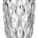 Luxury Tall Glass Vase, Premium Geometric Shape Flower Vase - White Textured Surface Home Decor, Decorative Modern Farmhouse, Ideal for Shelf, Mantle, Table & Entryway Decor, Clear