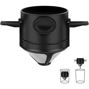 Yanyole Pour Over Coffee Maker,Portable Stainless Steel Reusable Coffee Filter, Mini Collapsible Paperless Single Serve 1 Cup Coffee Dripper Cup Easy To Clean For Travel Camping