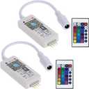 Smart LED WiFi Controller, Updated Wireless 24 Keys RF Remote Control for GRB BGR RGB LED Strip Lights, Compatible with Alexa Google Assistant IFTTT with Free Magic Home App (2 Pack)