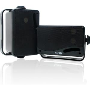 Herdio 3.5" Outdoor Bluetooth Speakers Wired Waterproof, 200W 3 Way Upgrade Premium Wall Mount Speakers, Durable Mountable Loud Sound System for Patio Indoor Deck Garage (Black Pair)