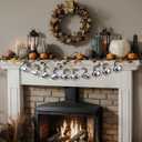 Breling Disco Pumpkins Garland for Mantle 8.2ft Glitter Pumpkins Garland for Thanksgiving, Silver Disco Table Decor Retro 70s 80s Theme Decor Mini Artificial Craft for Autumn Indoor Outdoor Decoration