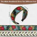EBOOT 4 Pieces Boho Headband for Women Embroidery Wide Hair Band Bohemia Floral Knotted Wide Headbands Vintage Ethnic Style Girls Accessories(Classic Pattern)