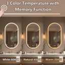 32"x20" Oval Led Mirror for Bathroom, Gold Metal Framed Lighted Vanity Mirror with Lights, Anti-Fog Light Up Mirror with 3 Colors Dimmable, Frontlit, Shatterproof, Horizontal/Vertical