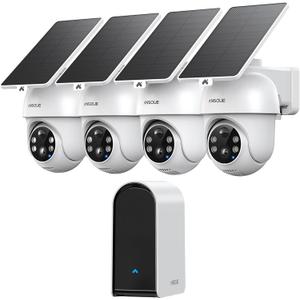 ANSQUE Home Security Cameras Wireless Outdoor, Solar Powered, 4-Cam System