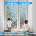 COUNTEWOL Rainbow Window Privacy Film - 3D Static Cling Sticker, Non-Adhesive Stained Glass Decals for Home Office - Privacy Protection & Decorative Vinyl(Rainbow, 17.5 x 157.4 Inch)