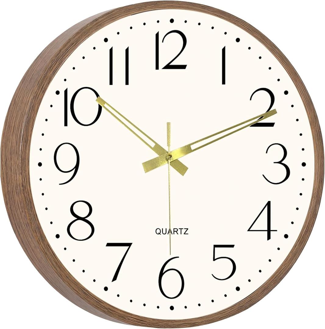 Vintage Wall Clock 16 Inch Quartz Silent Non-Ticking Analog Clock Battery Operated Rustic Round Decorative Clock for Living Room Kitchen Home Office Classroom