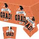 2 x 2Pcs 2026 Graduation Table cloths, 108" X 54" Orange Grad Party Decorations, Disposable Plastic Tablecover for Grad Decor Party Supplies, Rectangle Table Covers for Class 2026 Congrats Grad for kids