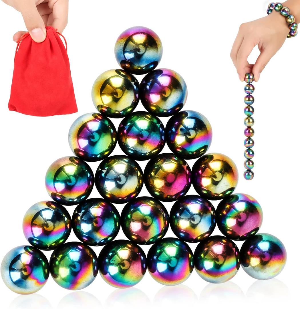 21Pcs Magnet Rainbow Ball Fidget Toy, DIY Hematite Stones Toys for Adults, Science Kit for Anxiety Relief, Magnetic Rattle Snake Birthday Easter Gift Egg Filler Stuffer Party Favors