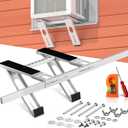 Air Conditioner Bracket No Drill: Heavy Duty Holder with Bubble Level for 350lbs AC Units, Adjustable Width, No Tools Needed, Fits Single & Double Hung Windows, 5000-24000 BTU Coverage