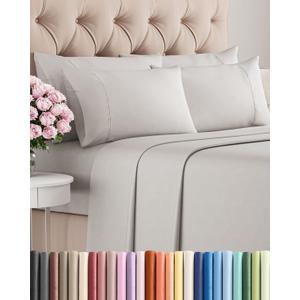 King 6 Piece Sheet Set - Comfy Breathable & Cooling - Hotel Luxury Bedding for Women, Men, Kids, Teens & Children - 1 Flat & 1 Fitted Sheet & 4 Pillowcases w/ Deep Pockets - Wrinkle Free - French Grey