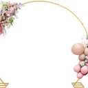 8FT Balloon Arch Stand Gold, Stable Round Arch Backdrop Stand Metal Frame for Wedding Birthday Parties Baby Shower Anniversary Ceremony Candy Table Christmas Decoration