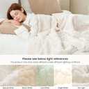 Cozy Bliss Faux Fur Throw Blanket for Couch, Fuzzy Soft Plush Thick Warm Fluffy Reversible Wave Textured Blanket for Sofa Bedroom Living Room, 55 * 70 Inches Cream White