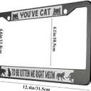oFloral You've Cat to Be Kitten Me Right Meow Aluminum Alloy License Plate Frame Lively Black Cat Applicable to US Standard Metal Car Tag Frame Front License Plate Holder for Women Men(1 Pack)
