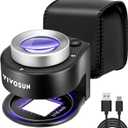 VIVOSUN 30X Rechargeable Loupe Magnifier with White LED Light and UV Light, Portable Magnifying Glass with Optical Glass Lens & Scale for Jewelry, Textile, Gems, Stamps, Coins and Plants (Black)