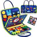 Guolely Busy Board Montessori Toy for 1 2 3 4 Year Old Toddlers - Educational Activity Developing Sensory Board for Fine Basic Dress Motor Skills - Travel Toys for Plane Car, Gift for Boys Girls