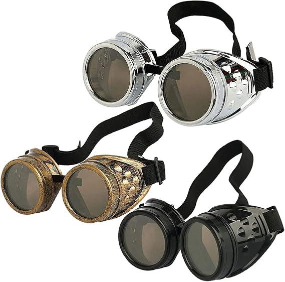 3 Pcs Retro Steampunk Goggles for Women Victorian Silver Sunglasses Goggles Black Punk Gothic Glasses for Halloween