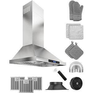 36 inch Wall-Mounted Range Hood 900 CFM, Stainless Steel