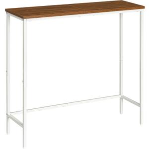 HOOBRO Narrow Console Table, 29.5" Small Entryway Table, Thin Sofa Table, Side Table, Display Table, for Hallway, Bedroom, Living Room, Foyer, White and Walnut WH75XG01