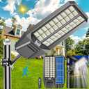 10000W Solar Street Light - 600000 Lumens, Dusk-to-Dawn, Waterproof, Ideal for Commercial & Outdoor Parking Lots - Energy-Efficient Solar-Powered, (Black)