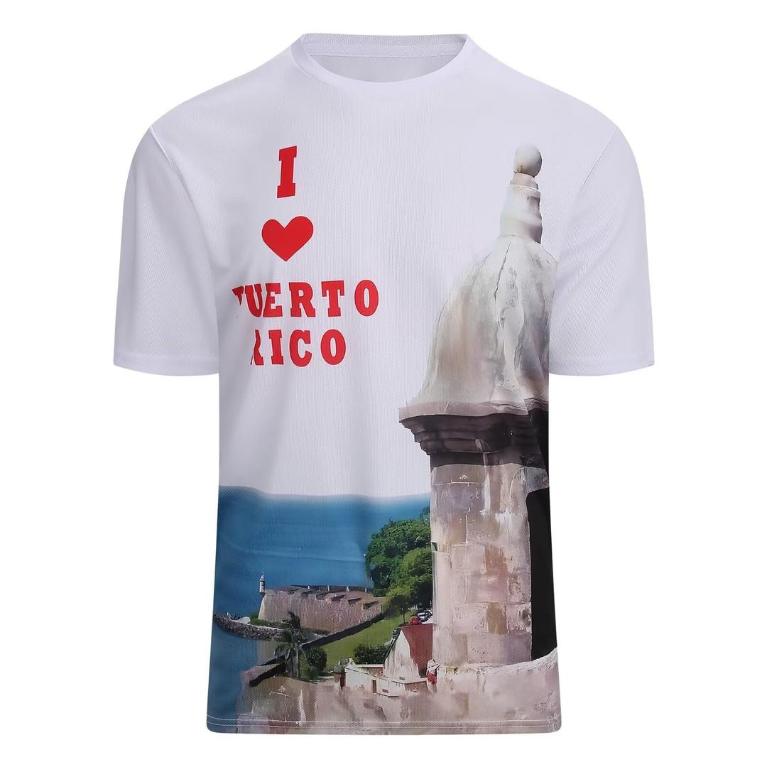 SAMERM Puerto Rico Shirt for Men Quick Dry Crop Top Printed Hispanic Heritage Month Boricua Rican Flag T-Shirt (M)