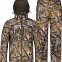 UIIHUNT Hunting Clothes for Men with Fleece Lining, Safety Strap Compatible Water Resistant Silent Hunting Jacket and Pants (Medium, Tree Camo)