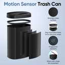 DUMOS Automatic Trash Can, 13 Gallon Motion Sensor Garbage Can, Black