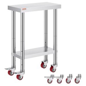 Vevor Stainless Steel Work Table with Wheels 24 x 12 x 32 Inch Prep Table with 4 Casters Heavy Duty Work Table for Commercial Kitchen Restaurant Business : Industrial & Scientific