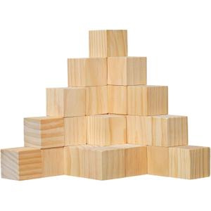 30 Pack Unfinished Wood Blocks 2 Inch - Solid Pine Wooden Cubes for Crafts, Sanded Smooth Natural Wood Squares for Painting, DIY Projects, Puzzle Making & Home Decor
