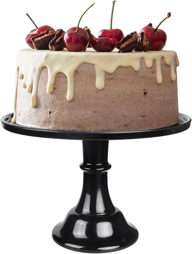 Round Cake Stand Black 11" Melamine Cake Display Stand Dessert Cupcake Display Tray for holiday, Graduation, Wedding, Birthday, Party, Baby Shower, Anniversary, Ceremony, Christmas