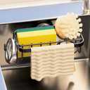 TAILI 4-in-1 Sponge Holder for Kitchen Sink with Strong Suction Cup Removable, Rustproof Aluminum Sink Caddy for Sponge, Brush, Scrubber, Scraper -Black