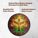 Stained glass Jesus cross,7.8-inch sun catcher,Christian stained glass window decoration,Religious home dcor,Special Christian gift for your wife,mother,friends for Christmas and Thanksgiving