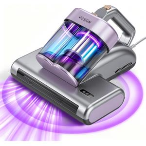 VUSIGN Mattress Vacuum Cleaner, 16Kpa Bed Vacuum Cleaner with 253.7nm UV-C Light, 140°F Heat, 40000RPM, HEPA Filter & Ultrasonic, Double-Cup Handheld Vacuums for Bed, Sofa, Couch, Crib(Corded, 500W)