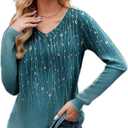 Zeagoo Womens Long Sleeve T Shirts V Neck Soft Basic Tee Loose Fit Casual Tops Winter Clothing (S)