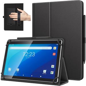 TiMOVO Universal Case for 10.1 Inch Android Tablet with Pen Loop, Lightweight Folding Stand Cover with Hand Strap for All 9.6"-11" Touchscreen Tablet, Black