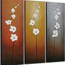 Wieco Art Extra Large Modern Contemporary Flowers Artwork 3 Panels Decorative 100% Hand Painted Gallery Wrapped Abstract Floral Oil Paintings on Canvas Wall Art Ready to Hang for Home Decor, 12x36inchx3pcs