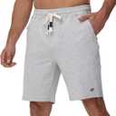 Yundobop Mens Casual Shorts Cotton Drawstring Summer Athletic Shorts with Zipper Pockets (Gray)